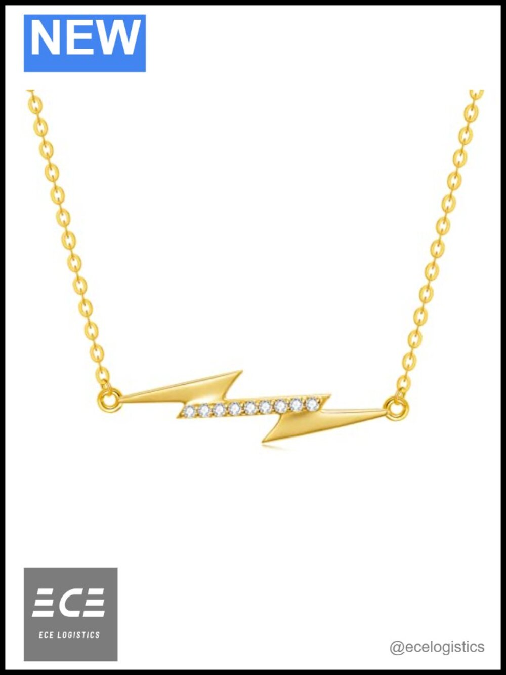 14K Yellow Gold Lightning Bolt Pendant Necklace 16-18" Women Jewelry Gift